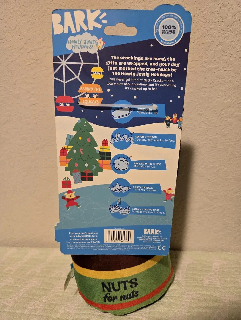 NWT Bark Box Holiday Plush Nutcracker Dog Toy.